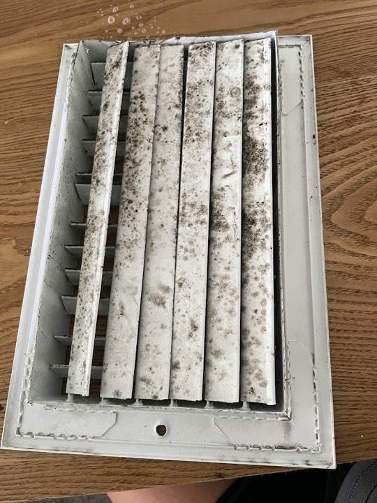 Moldy supply register removed for cleaning