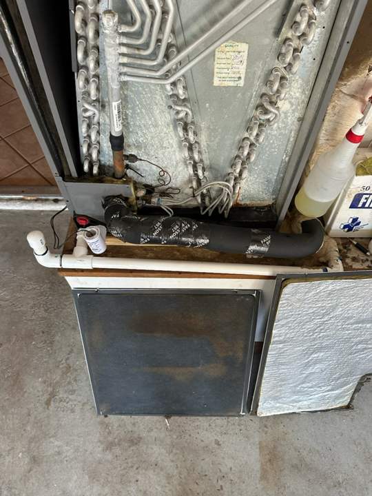 Air handler coil and drain line during service