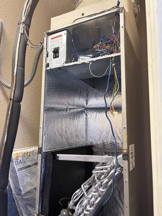 Air handler cabinet cleaned and ready to reassemble